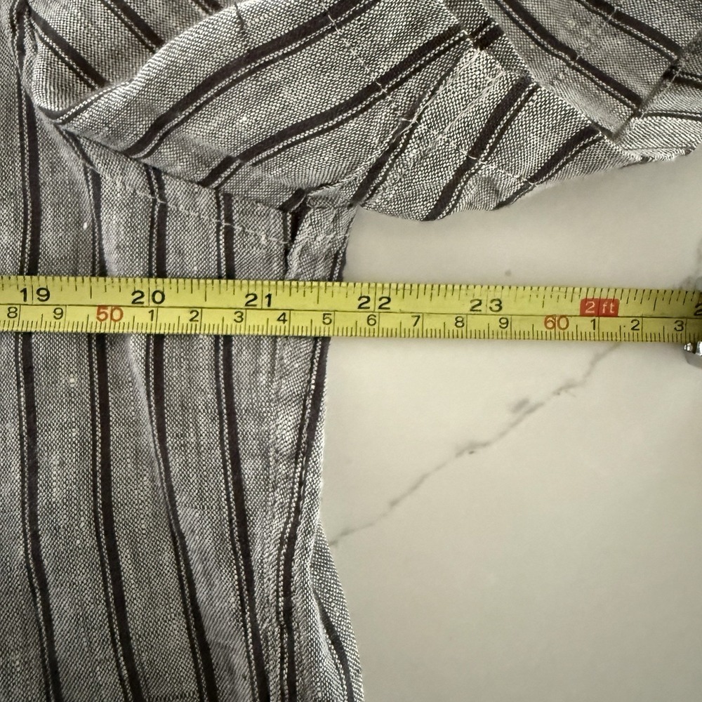 Madewell Perfect Fit Mens M Gray 100% Linen Striped Button Up Short Sleeve Shirt - Picture 11 of 11